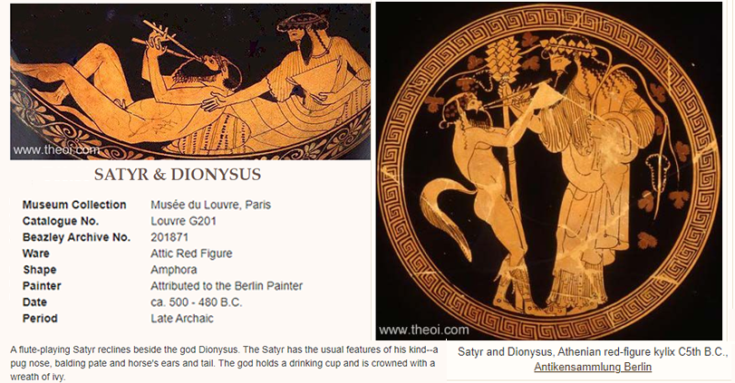 Dionysus playing the double flute called the Aulos