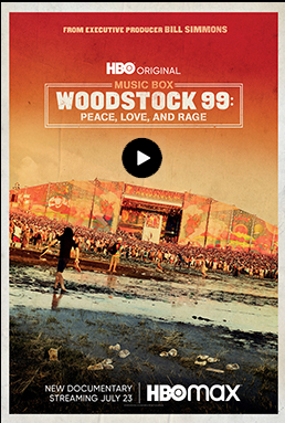 Poster for HBO Documentary on Woodstock 1999 w video icon